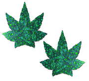 Pastease Indica Pot Leaf Crystal Green Weed Nipple Pasties Default Title