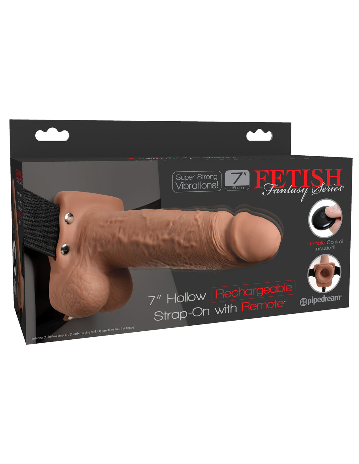 Fetish Fantasy In Hollow Rechargeable Strap-on Remote Tan 7"