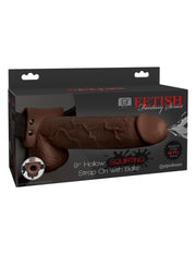 Fetish Fantasy 9 In Hollow Squirting Strap-on W/ Balls Brown