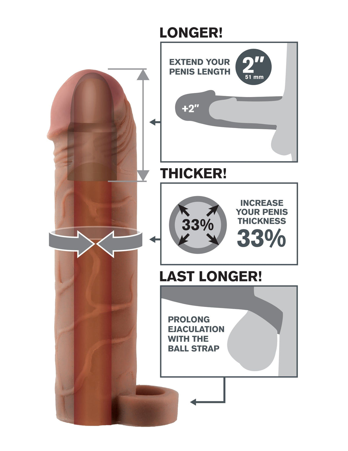 Fantasy X-tensions Perfect Extension 2in W/ Ball Strap