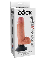 King Cock 7 In Cock W/balls Flesh Vibrating Default Title