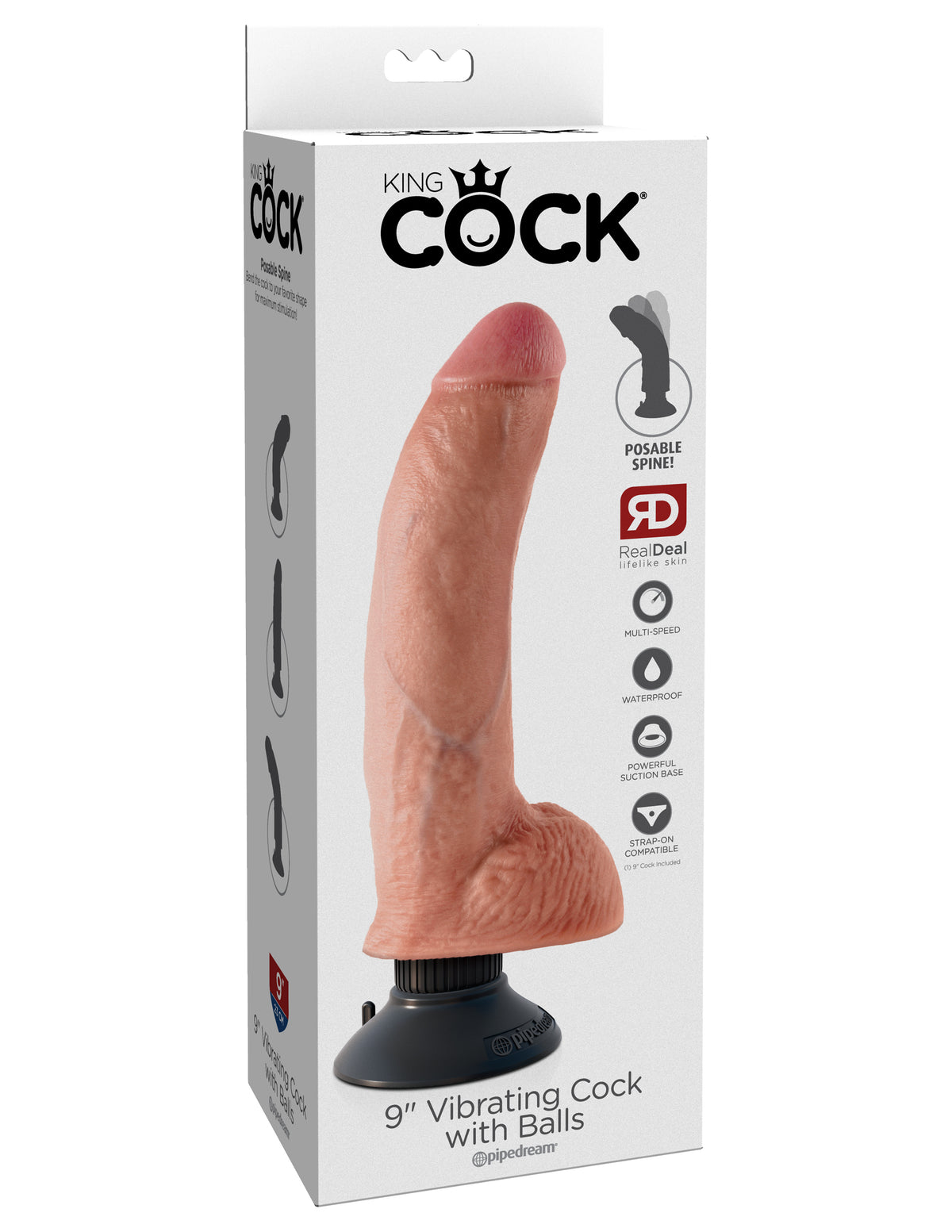 King Cock 9 In Cock W/balls Vibrating Flesh