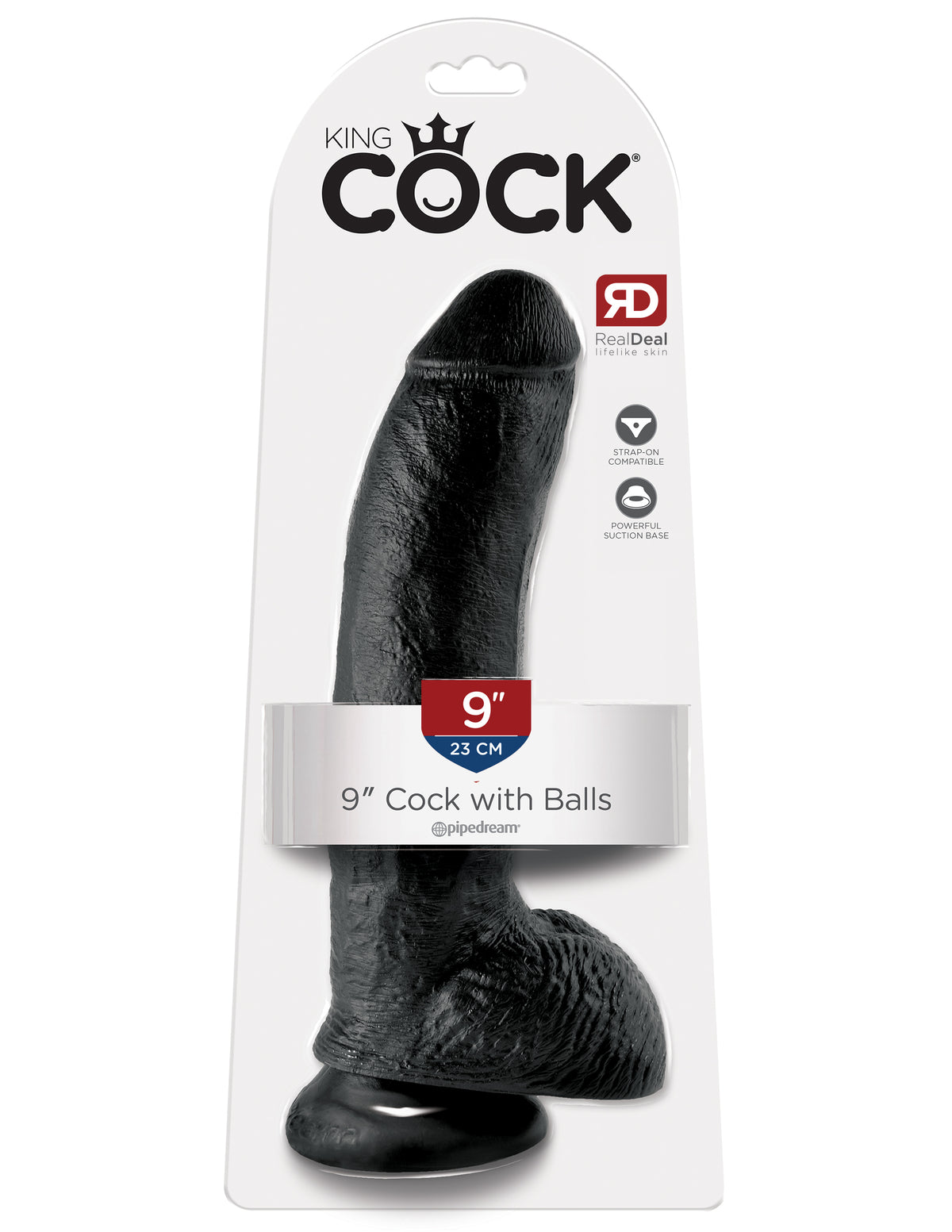 King Cock Cock W/balls Black 9"