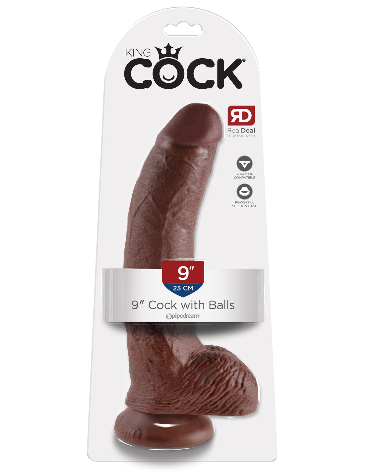 King Cock Cock W/balls Brown 9"