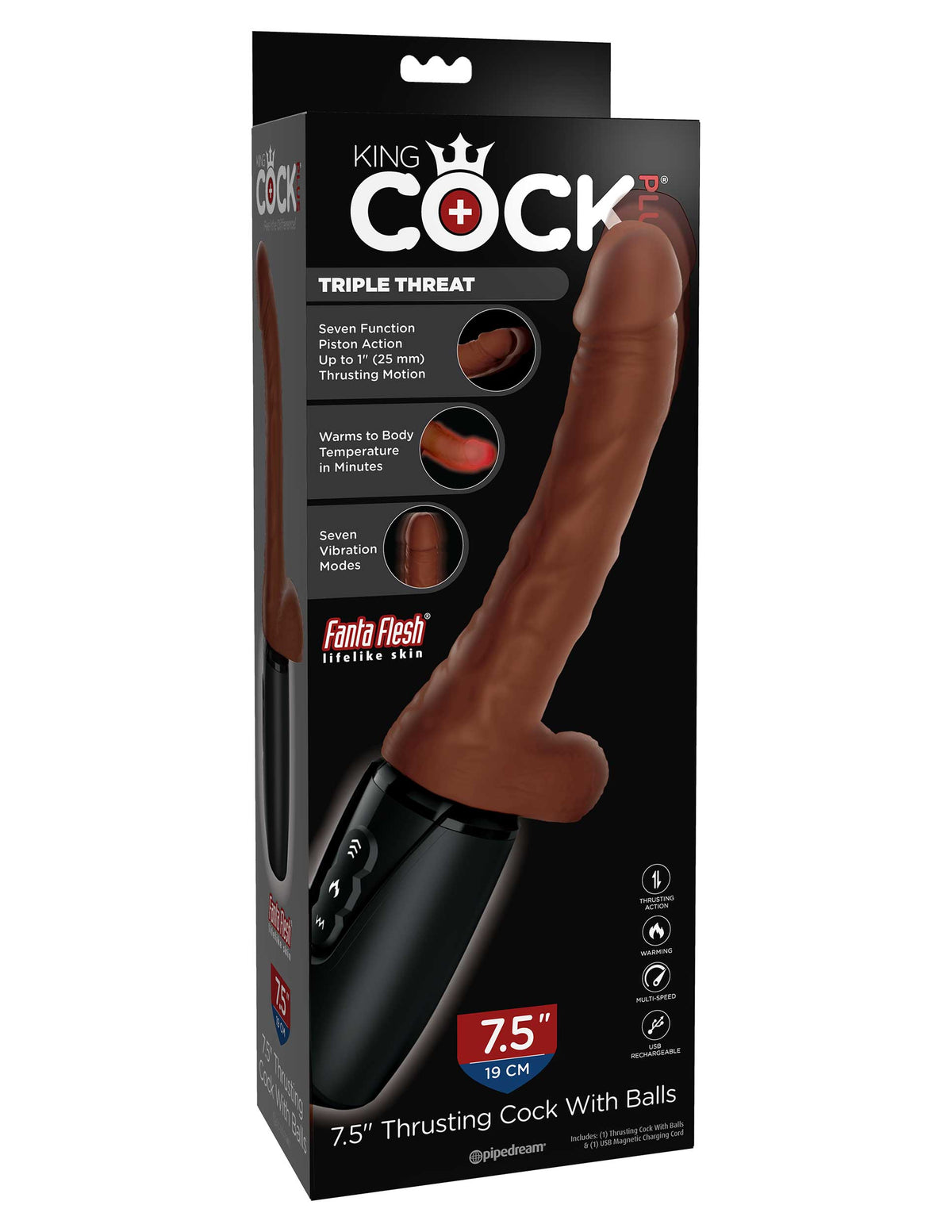 King Cock Plus 7.5in Thrusting Cock W/ Balls Brown Default Title