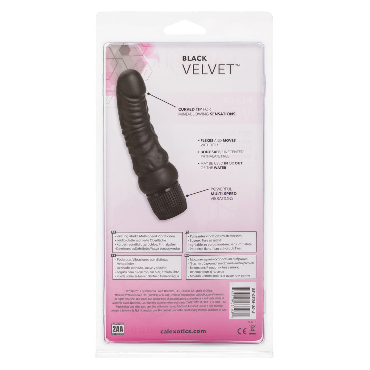 Black Velvet 6.25in Veined Dong