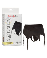 Boundless Thong W/ Garter Harness Black Large Extra Large