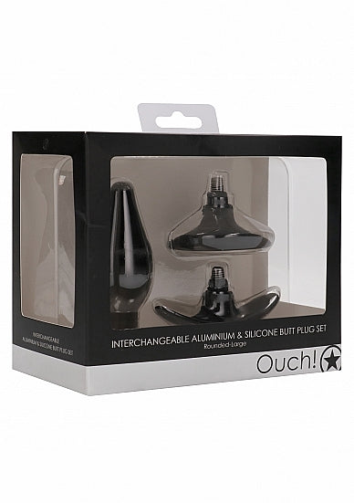 Interchangeable Butt Plug Set Rounded Black