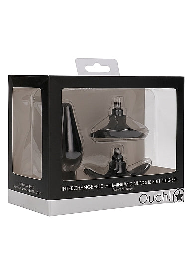Interchangeable Butt Plug Set Pointed Black