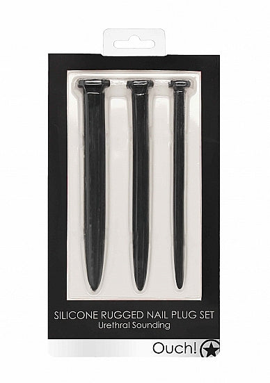 Silicone Rugged Nail Plug Set Urethral Sounding Black Default Title