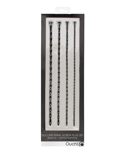 Silicone Spiral Screw Plug Set Beginner Urethral Sounding Black Default Title