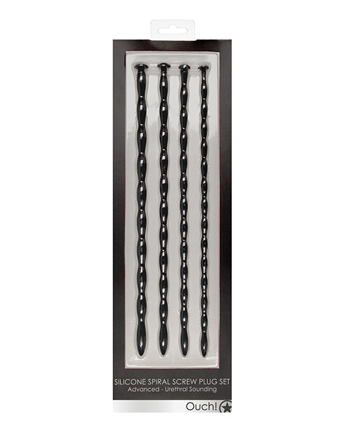 Silicone Spiral Screw Plug Set Advanced Urethral Sounding Black Default Title