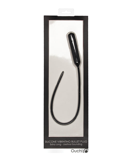Silicone Vibrating Bullet Plug Extra Long Urethral Sounding Black Default Title