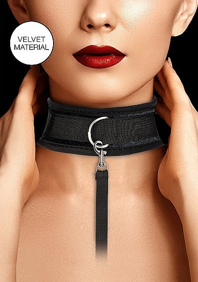 Velvet & Velcro Collar & Leash Adjustable Black Default Title