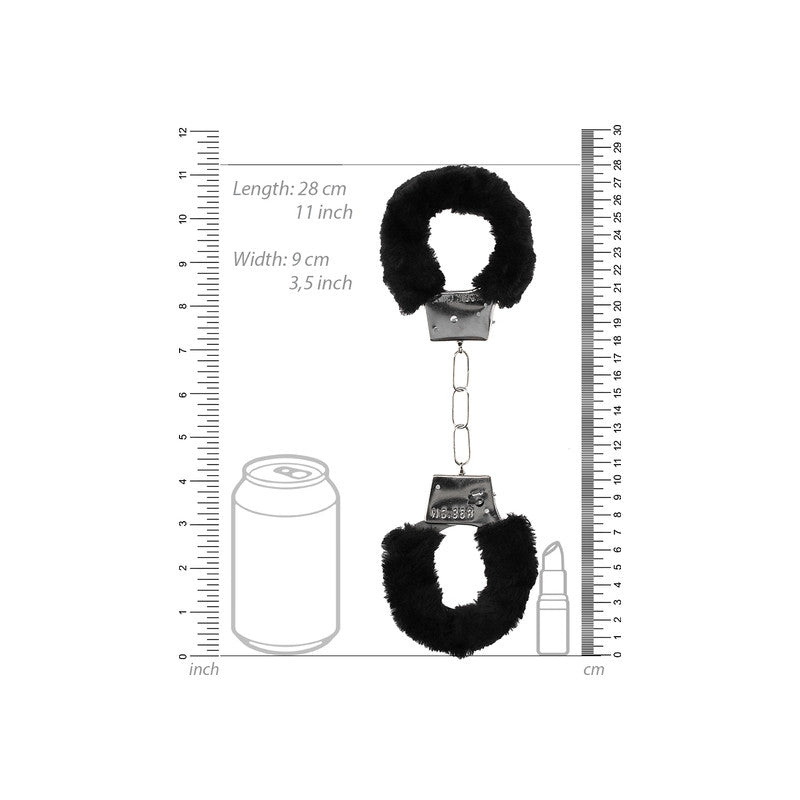 B&w Pleasure Furry Hand Cuffs W/ Quick Release Button