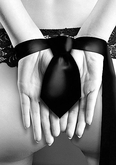 B&w Satin Bondage Tie Black Default Title
