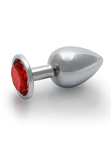 Round Gem Butt Plug Silver Ruby Red