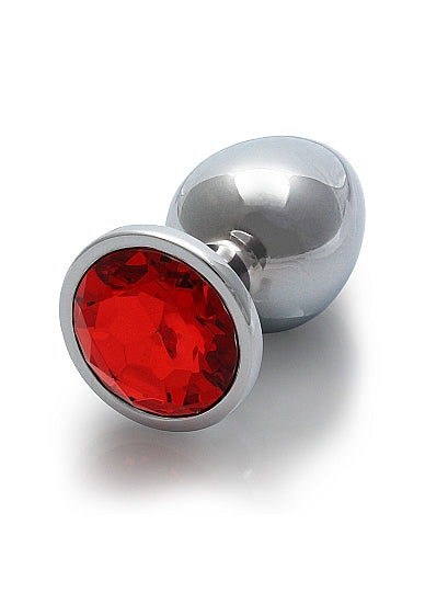 Round Gem Butt Plug Silver Ruby Red