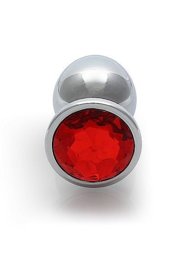 Round Gem Butt Plug Silver Ruby Red
