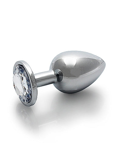 Round Gem Butt Plug Silver Diamond