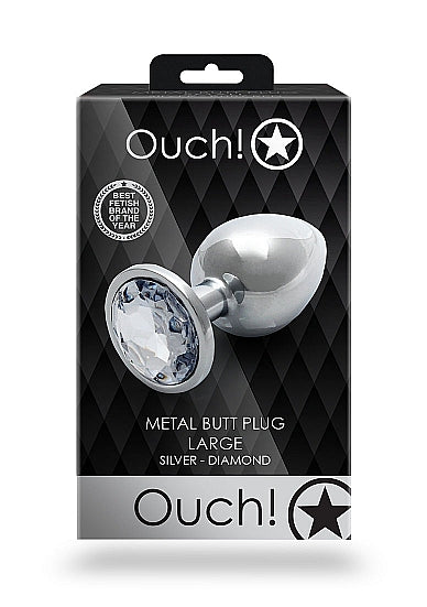 Round Gem Butt Plug Silver Diamond