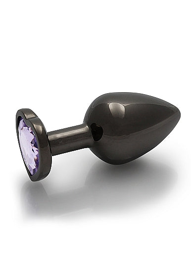 Heart Gem Butt Plug Gunmetal Amethyst