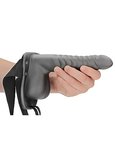 Ouch! Ribbed Hollow Strap-on 8 In W/ Balls