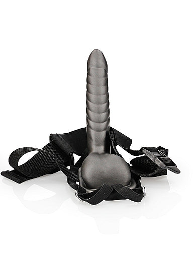 Ouch! Ribbed Hollow Strap-on 8 In W/ Balls