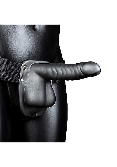 Ouch! Ribbed Hollow Strap-on 8 In W/ Balls