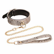 Microfiber Snake Print Collar & Leash White W Leather Lining Default Title