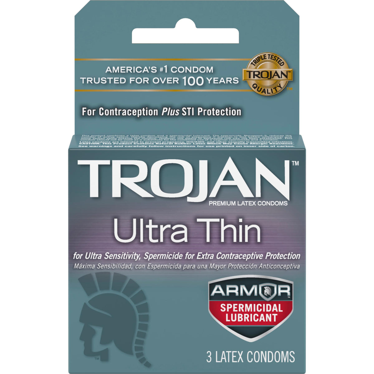 Trojan Ultra Thin Armor 3pk Spermicidal Default Title