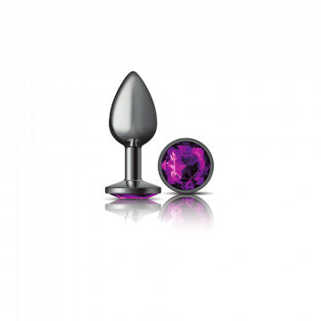 Cheeky Charms Round Gunmetal Butt Plug Purple