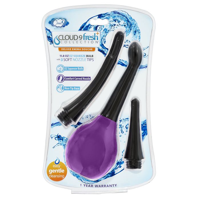 Cloud 9 Fresh + Deluxe Anal Soft Tip Enema Douche 11.8 Oz W/ 3 Soft Nozzle Tips Default Title