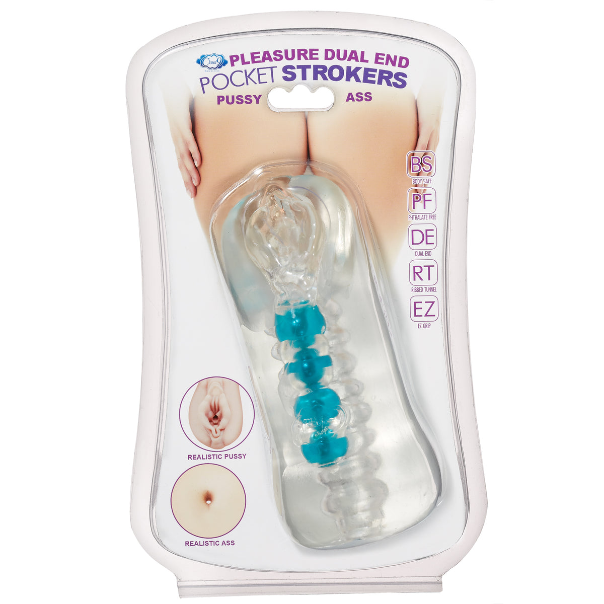 Cloud 9 Double Ended Stroker Beaded Stroker Clear