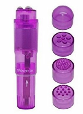 (bulk) Cloud 9 Novelties Mini Massager Pocket Rocket W/ 4 Attachments Purple