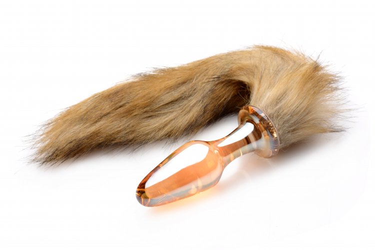Frisky Orange Glass Butt Plug W/fox Tail Default Title