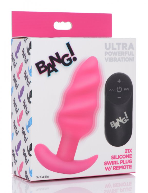 Bang! 21x Vibrating Silicone Swirl Butt Plug W/ Remote