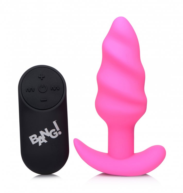 Bang! 21x Vibrating Silicone Swirl Butt Plug W/ Remote