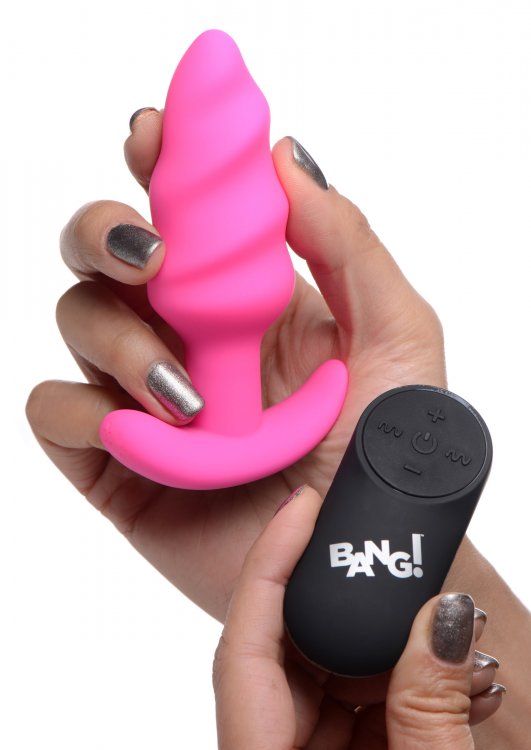 Bang! 21x Vibrating Silicone Swirl Butt Plug W/ Remote