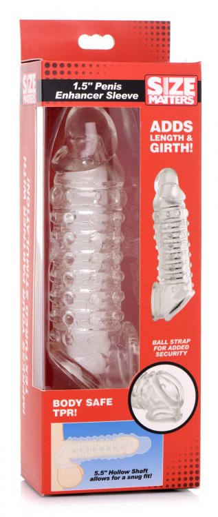Size Matters 1.5in Penis Enhancer Sleeve Clear Default Title