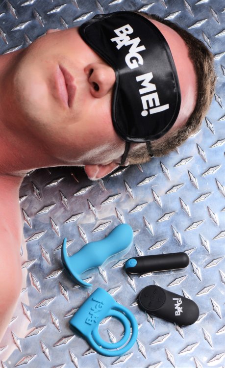 Bang! Duo Blast C Ring Butt Plug Bullet & Blindfold Kit Black Default Title