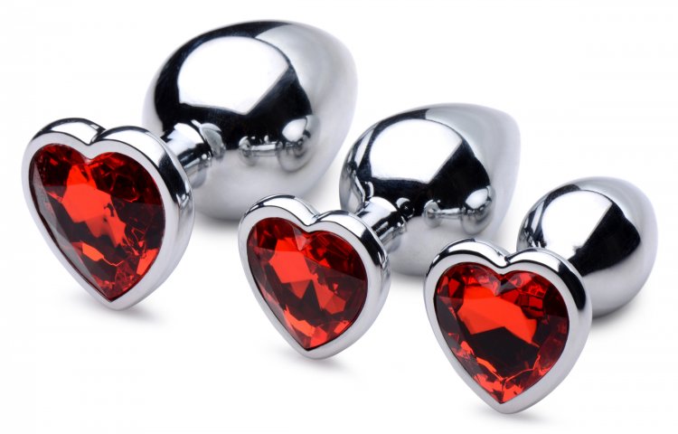 Booty Sparks Red Heart Gem Anal Plug Set Default Title