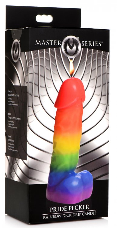 Master Series Pride Pecker Rainbow Drip Candle