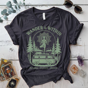 Wander Within Van Life T-Shirt Mockup Dark Heather Grey