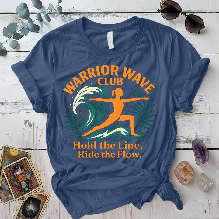 Warrior Wave Club T-Shirt Mockup Indigo Blue