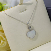 HAPPY HEART WHITE MOP NECKLACE SILVER DIAMOND
