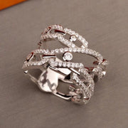 MESSIK DOUBLE ROWS RING SILVER DIAMOND