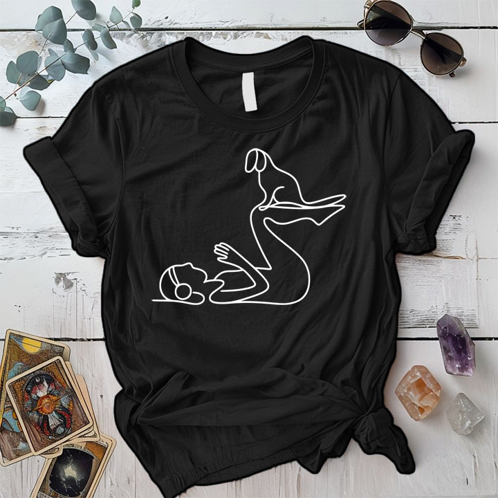 Yoga Dog Silhouette T-Shirt Mockup Black
