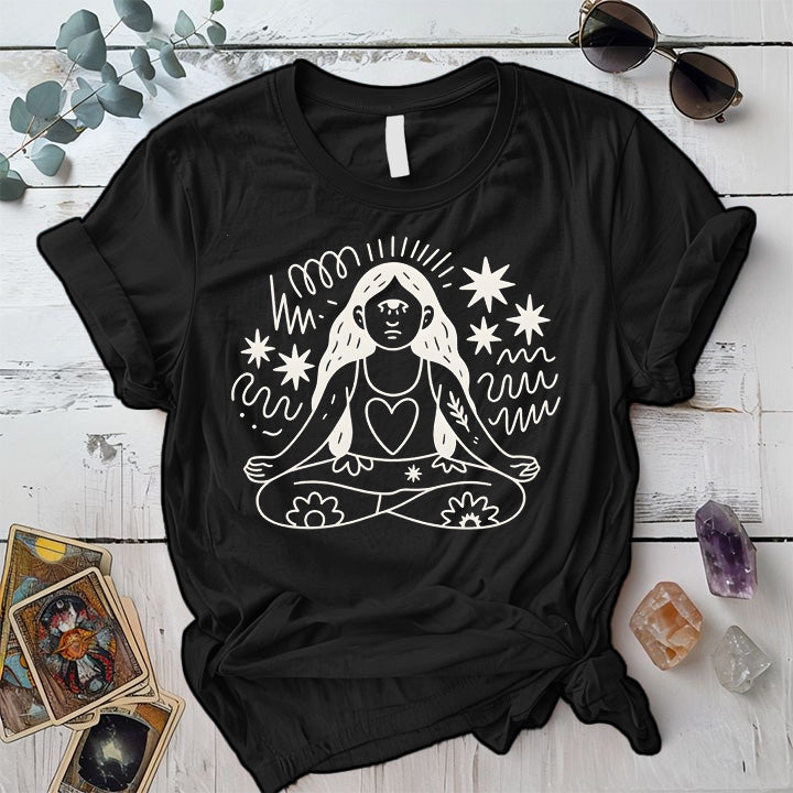Yoga Meditation Silhouette Light T-Shirt Mockup black