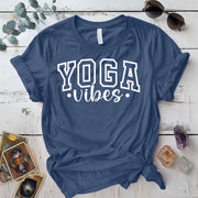 Yoga Vibes T-Shirt Mockup Indigo Blue
